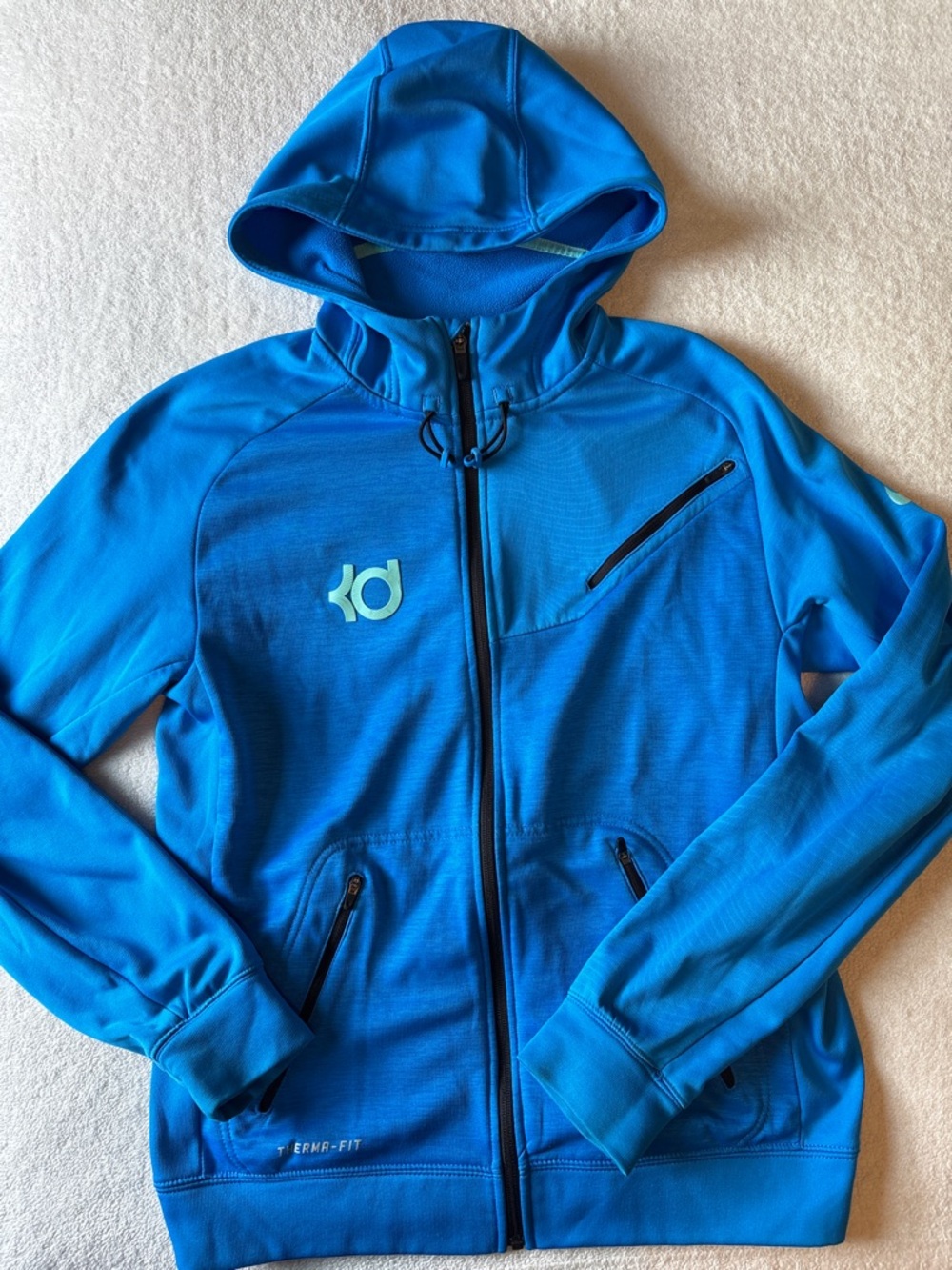 Nike Men’s KD Kevin Durant Full Zip Hoodie Bright Blue Therma-Fit, Medium